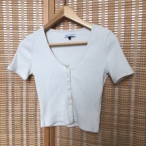 Side Party Ribbed White Crop Top